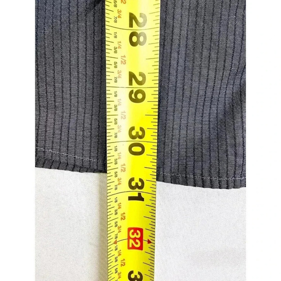 Calvin Klein Size Medium 15 32-33 Men Charcoal Gray Stripe Button Down L/S Shirt - Picture 7 of 9